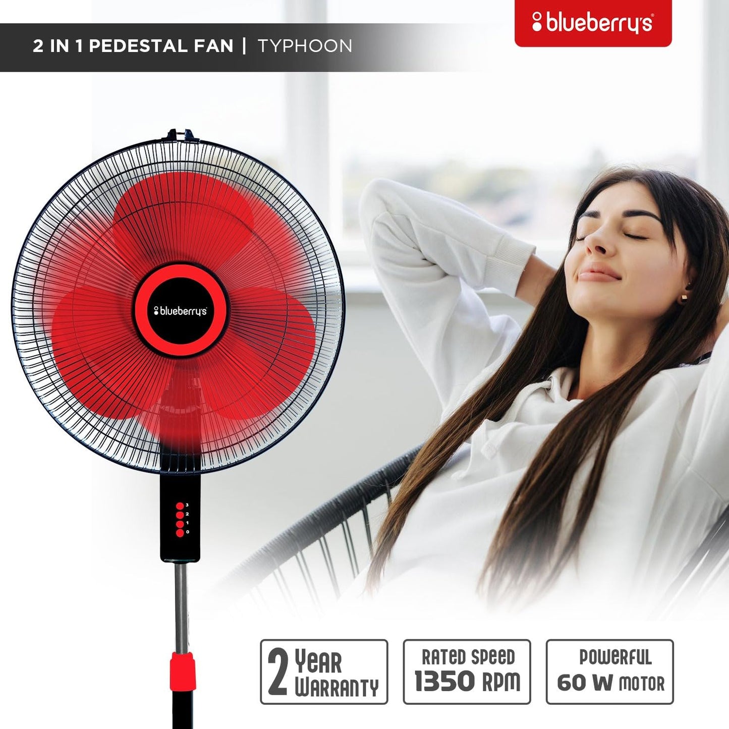 Blueberry's 16" 2IN1 Pedestal Fan