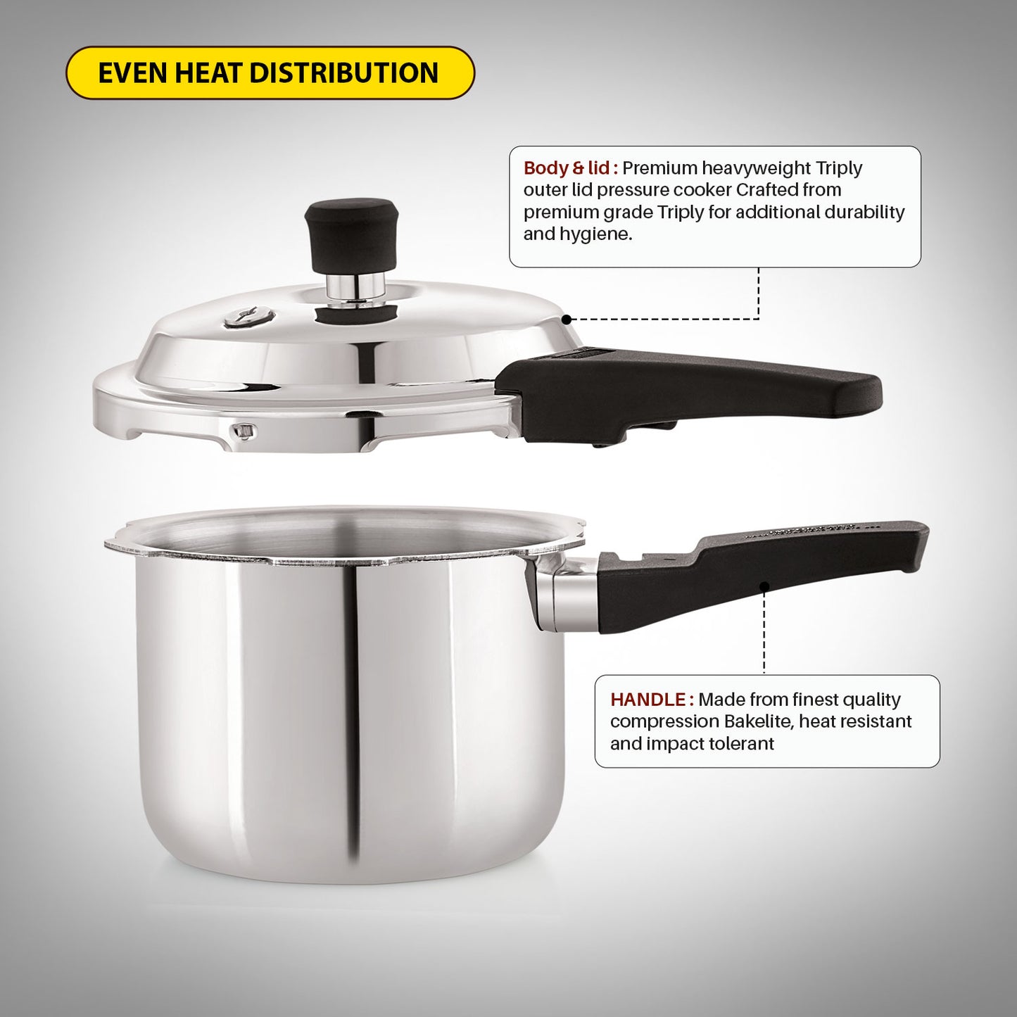 Blueberry's Premium Triply Stainless Steel 3-Liter Pressure Cooker