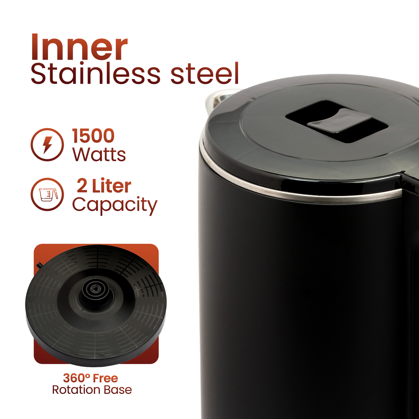 Stainless Steel 2-Liter + 1.8-Liter Electric Kettle Onam Combo