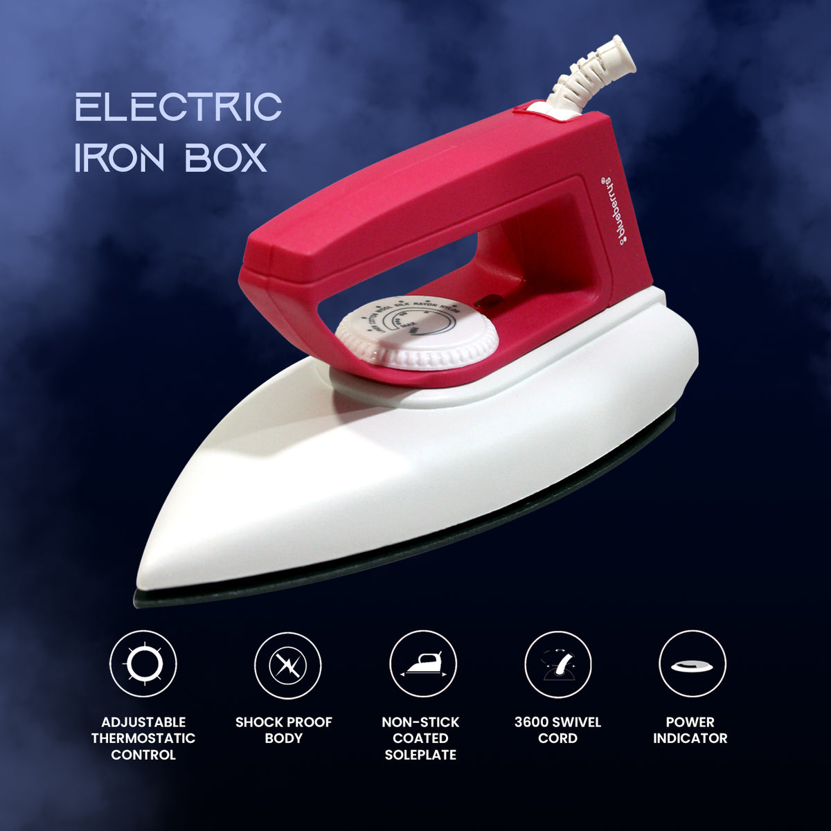 Magic Iron Box Blueberry's Premium 750-Watts Light Weight Iron Box