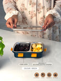 ATTRO Bento 2-Compartment Steel Lunch Box with Heating & Water Insulation, Leak-Proof
