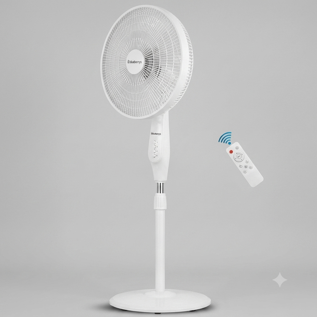 Blueberry's BLDC 35-Watts 400-mm 16" 3-Leaft, Plastic Gril Wall Fan with Remote