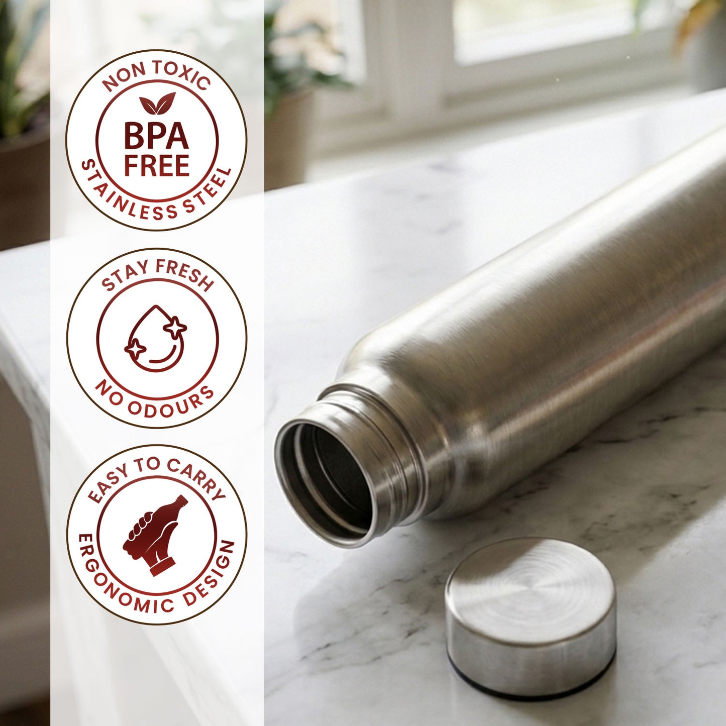 Blueberry's Premium 1000-ml Stainless Steel Water Bottle