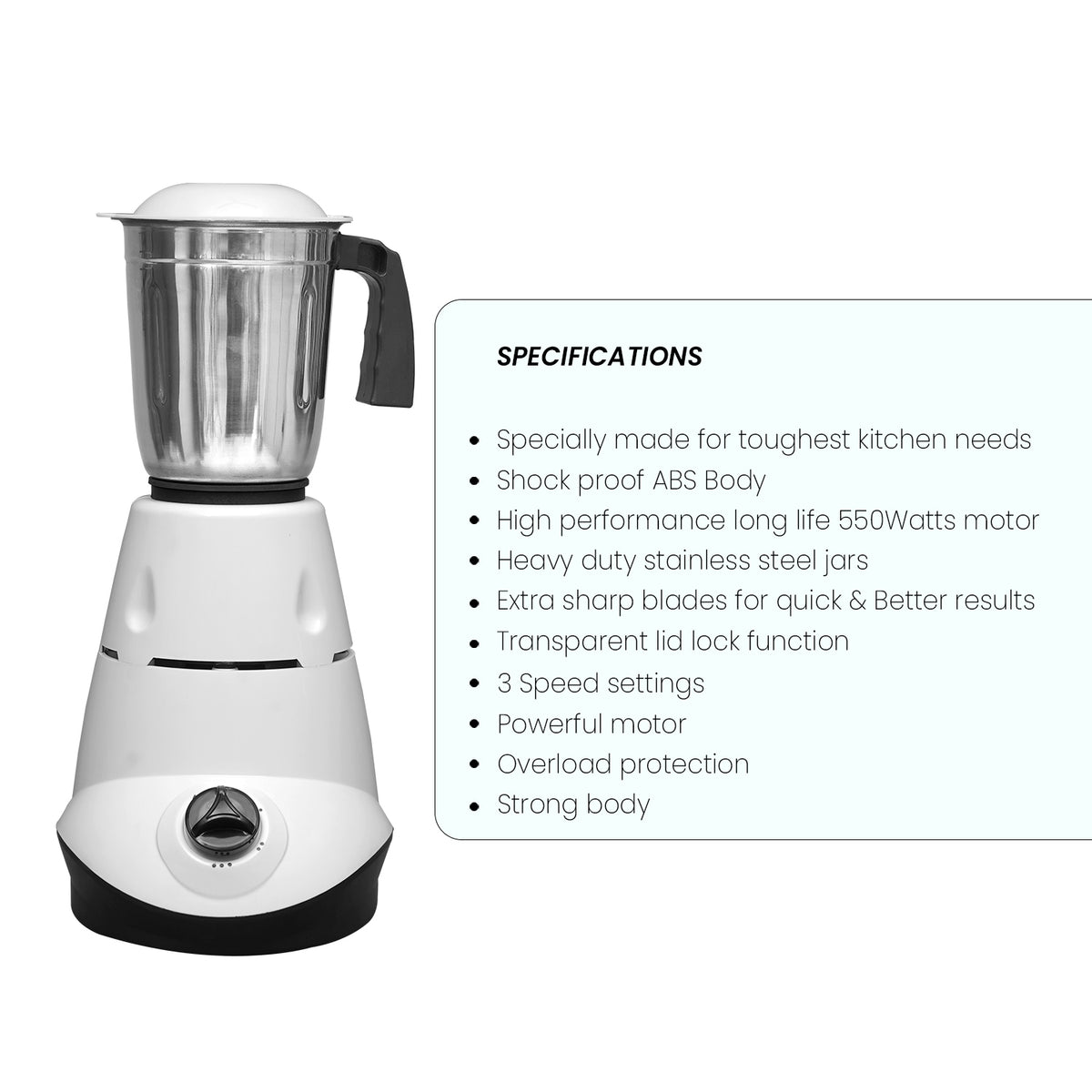 Mixcy Blueberry's 550-Watts 2-Jar Mixer Grinder