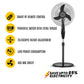 Blueberry's BLDC 35-Watts 400-mm 16" 3-Leaft, Metal Gril Wall Fan with Remote