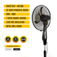 Blueberry's BLDC 35-Watts 400-mm 16" 3-Leaft, Metal Gril Wall Fan with Remote