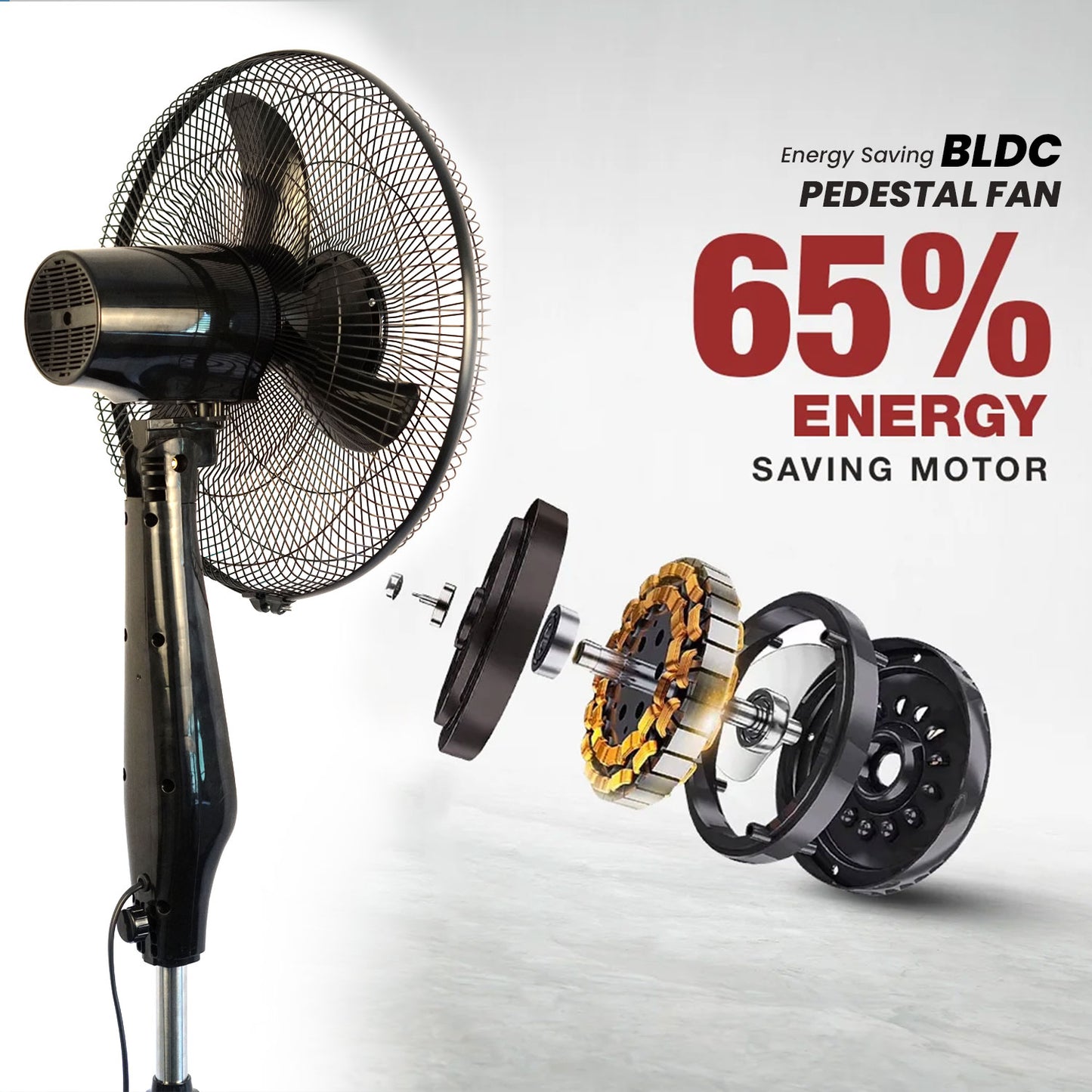 Blueberry's BLDC 35-Watts 400-mm 16" 3-Leaft, Metal Gril Wall Fan with Remote