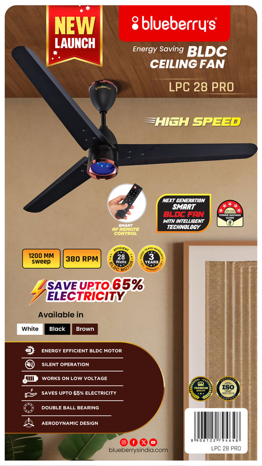 𝖡𝗅𝗎𝖾𝖻𝖾𝗋𝗋𝗒'𝗌 1200𝗆𝗆 𝖡𝖫𝖣𝖢 𝖢𝖾𝗂𝗅𝗂𝗇𝗀 𝖥𝖺𝗇 𝗐𝗂𝗍𝗁 𝖱𝖾𝗆𝗈𝗍𝖾, 𝖫𝖤𝖣 𝖫𝗂𝗀𝗁𝗍, 𝖡𝖤𝖤 5-𝖲𝗍𝖺𝗋 𝖱𝖺𝗍𝖾𝖽