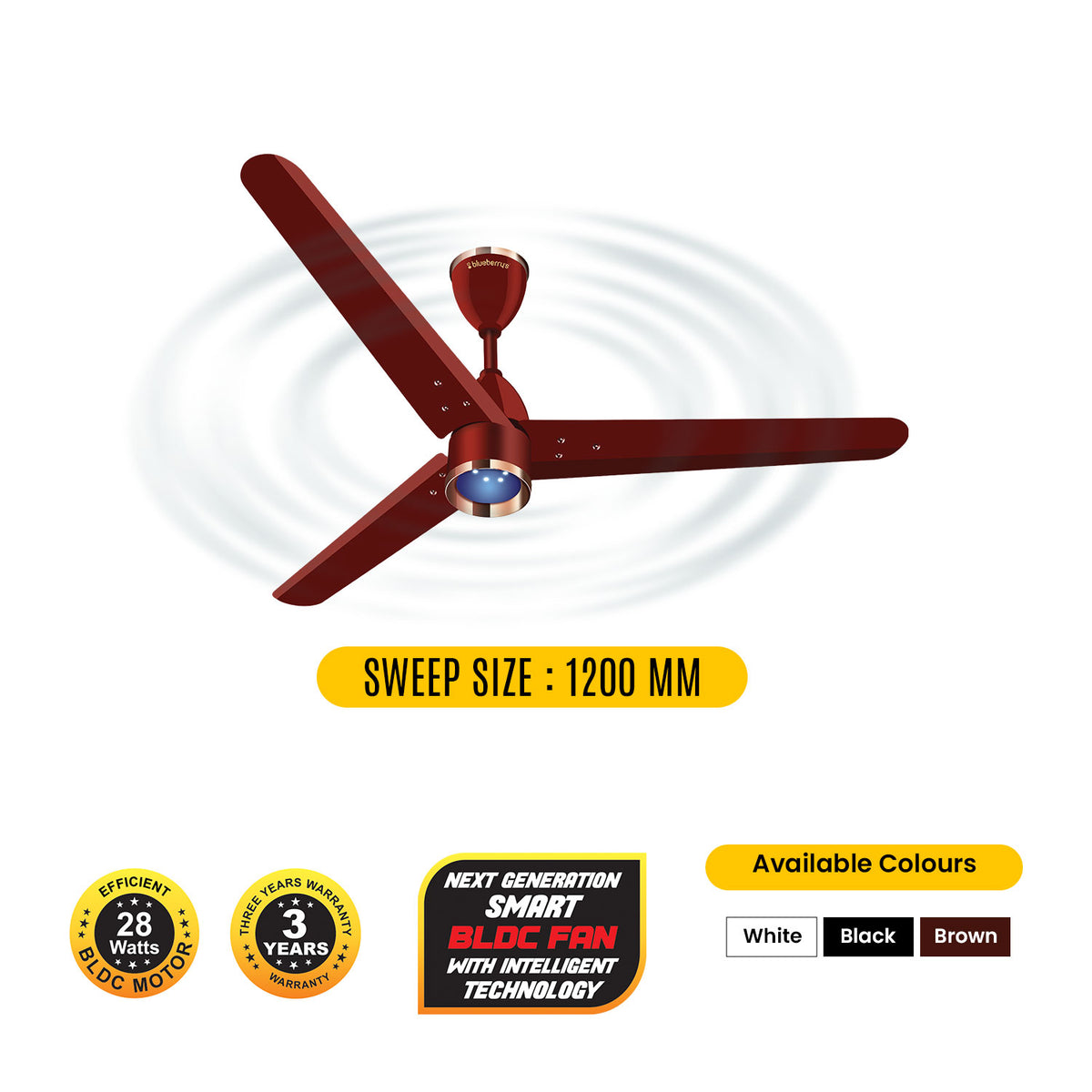 Blueberry's 1200mm BLDC Ceiling Fan with Remote Control, BEE 5-Star Rated (Copy)