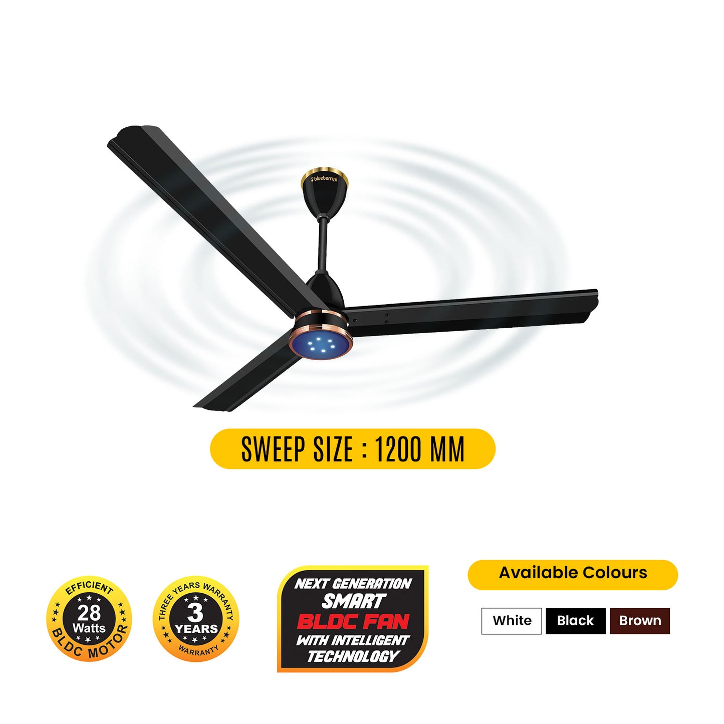 Blueberry's 1200mm BLDC Ceiling Fan with Remote Control, BEE 5-Star Rated