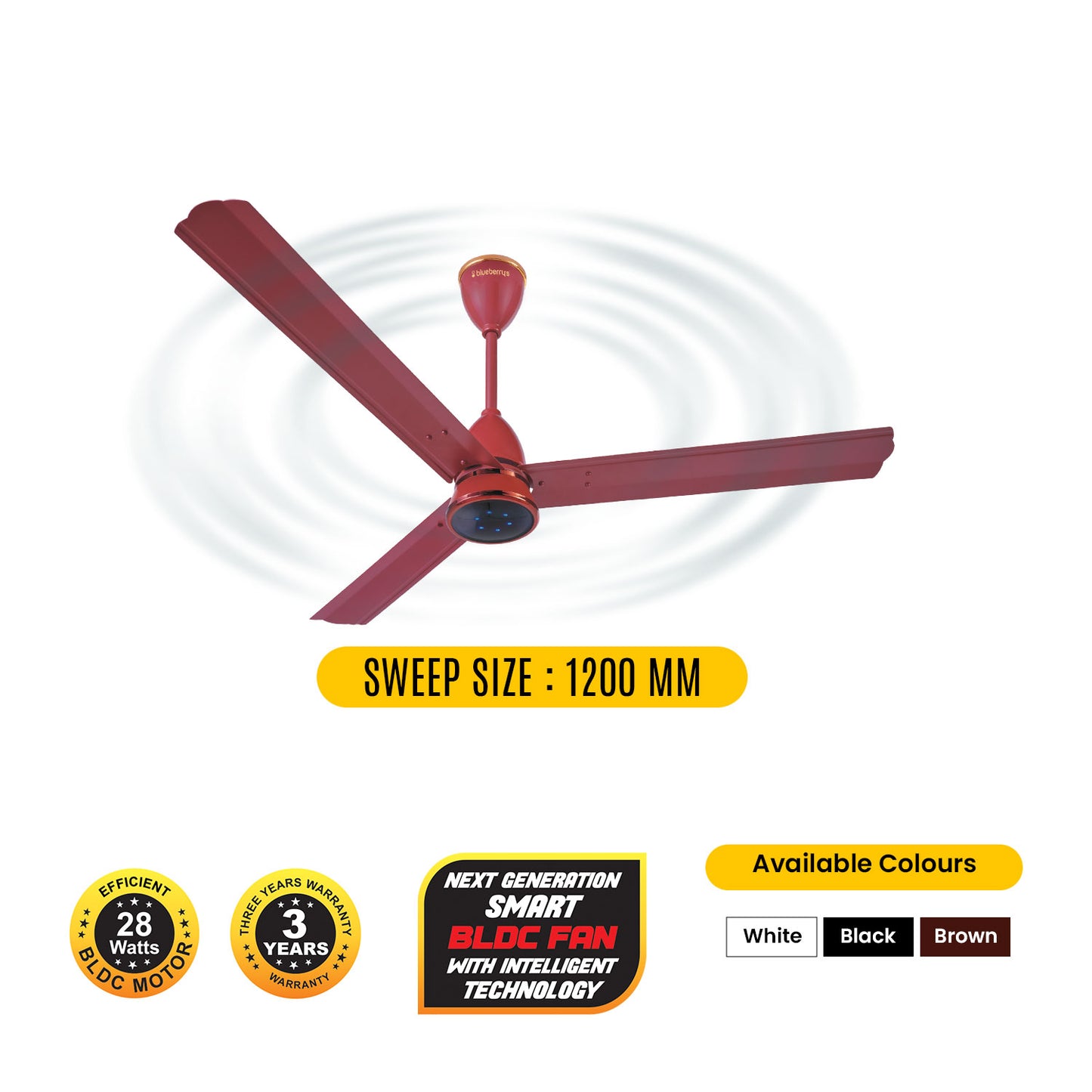 𝖡𝗅𝗎𝖾𝖻𝖾𝗋𝗋𝗒'𝗌 1200𝗆𝗆 𝖡𝖫𝖣𝖢 𝖢𝖾𝗂𝗅𝗂𝗇𝗀 𝖥𝖺𝗇 𝗐𝗂𝗍𝗁 𝖱𝖾𝗆𝗈𝗍𝖾, 𝖫𝖤𝖣 𝖫𝗂𝗀𝗁𝗍, 𝖡𝖤𝖤 5-𝖲𝗍𝖺𝗋 𝖱𝖺𝗍𝖾𝖽