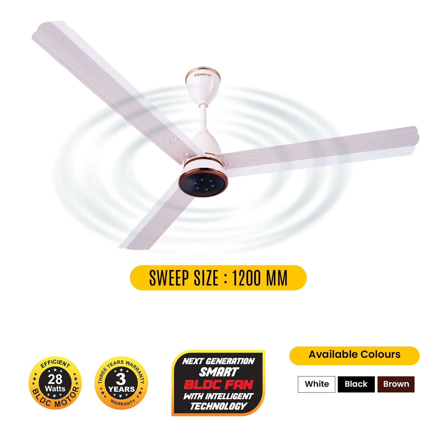 Blueberry's 1200mm BLDC Ceiling Fan with Remote Control, BEE 5-Star Rated