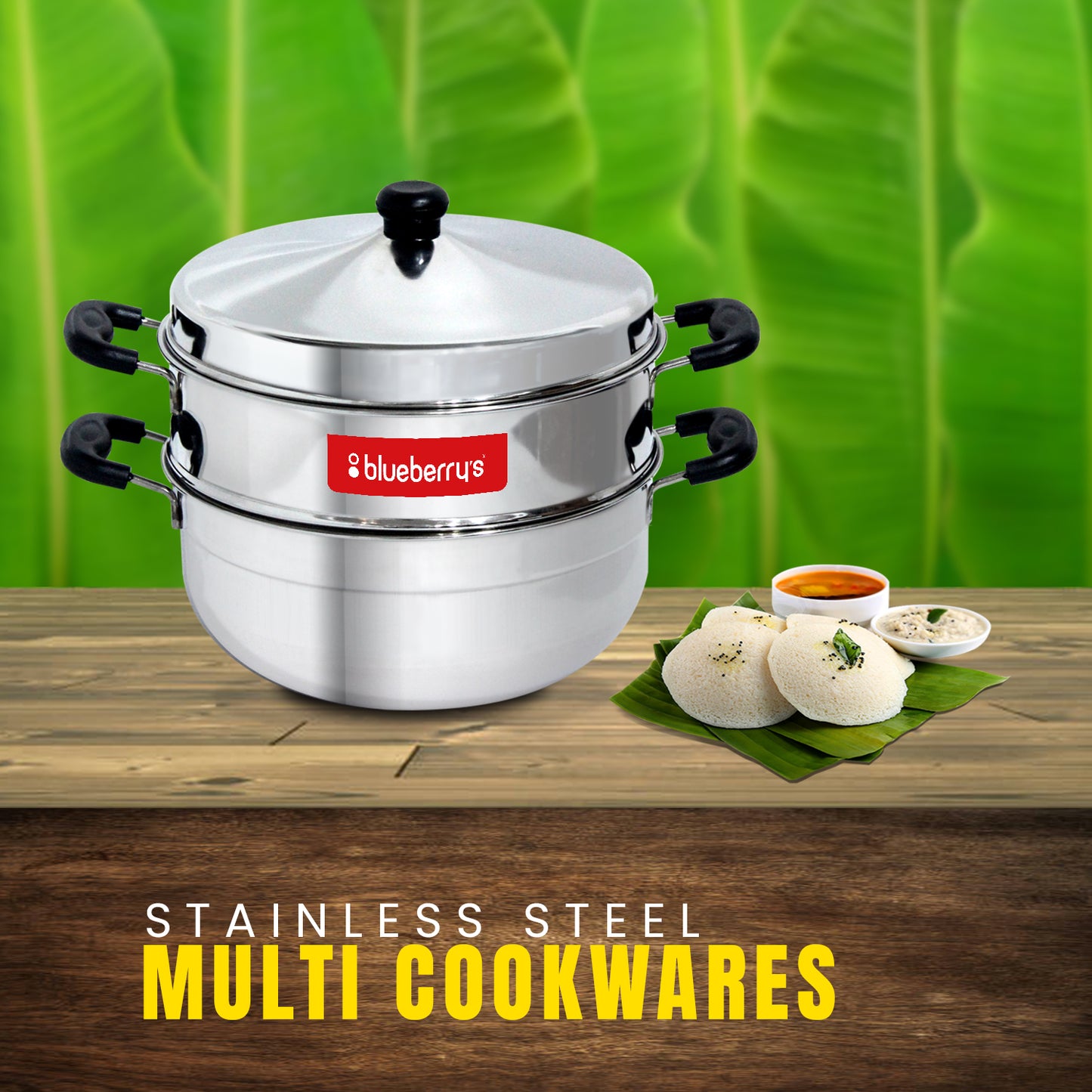 Blueberry's 2 Plate 10 Idly Stainless Steel Idly Cooker