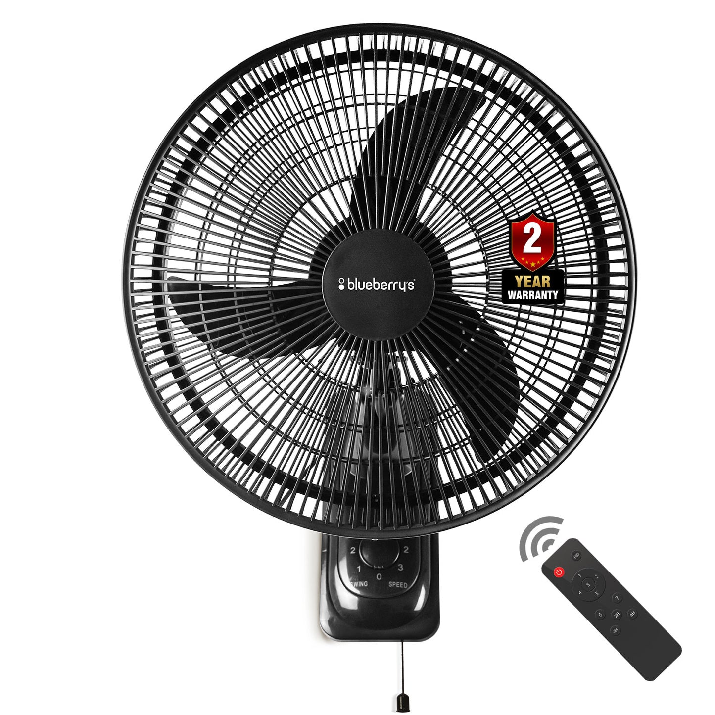 Blueberry's 35-Watts 400-mm 16" 3-Plastic Leaf BLDC Wall Fan with Remote