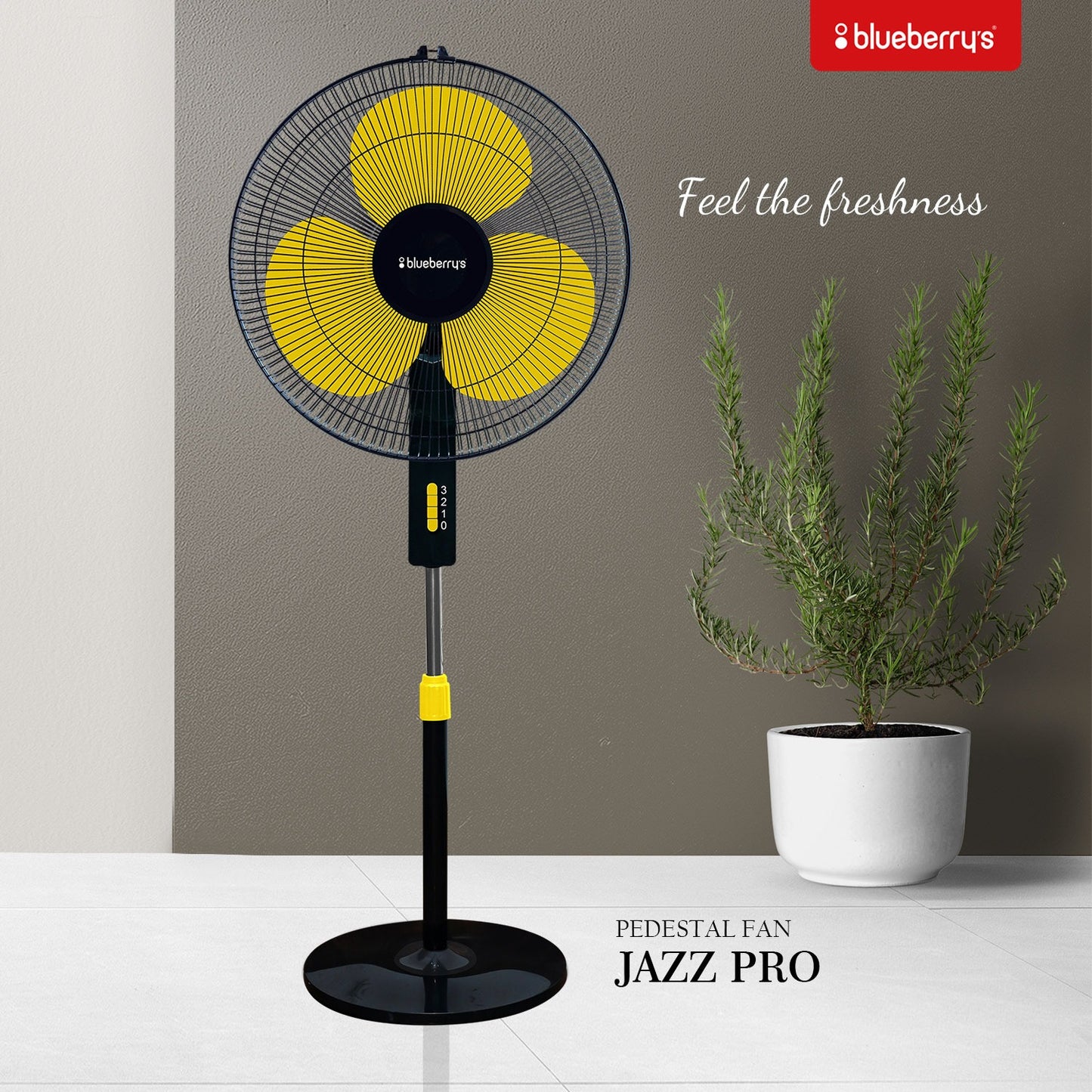 Blueberry's High Speed 3-Leaf Pedestal Fan, 16" 55-Watts