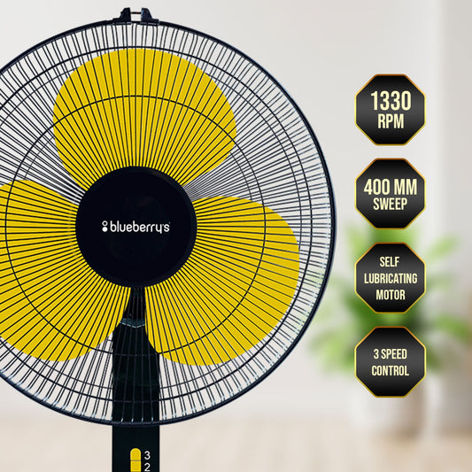 Blueberry's High Speed 3-Leaf Pedestal Fan, 16" 55-Watts