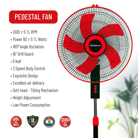Blueberry's High Speed 16" 55-Watts Pedestal Fan