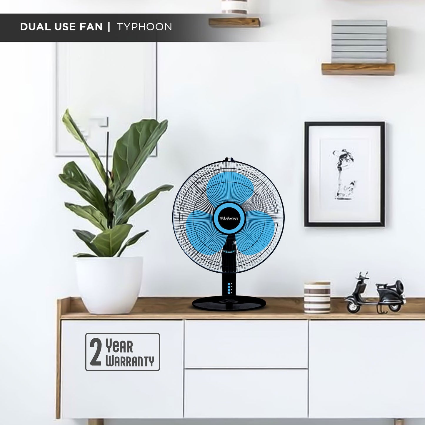 Blueberry's 16" 2IN1 Pedestal Fan