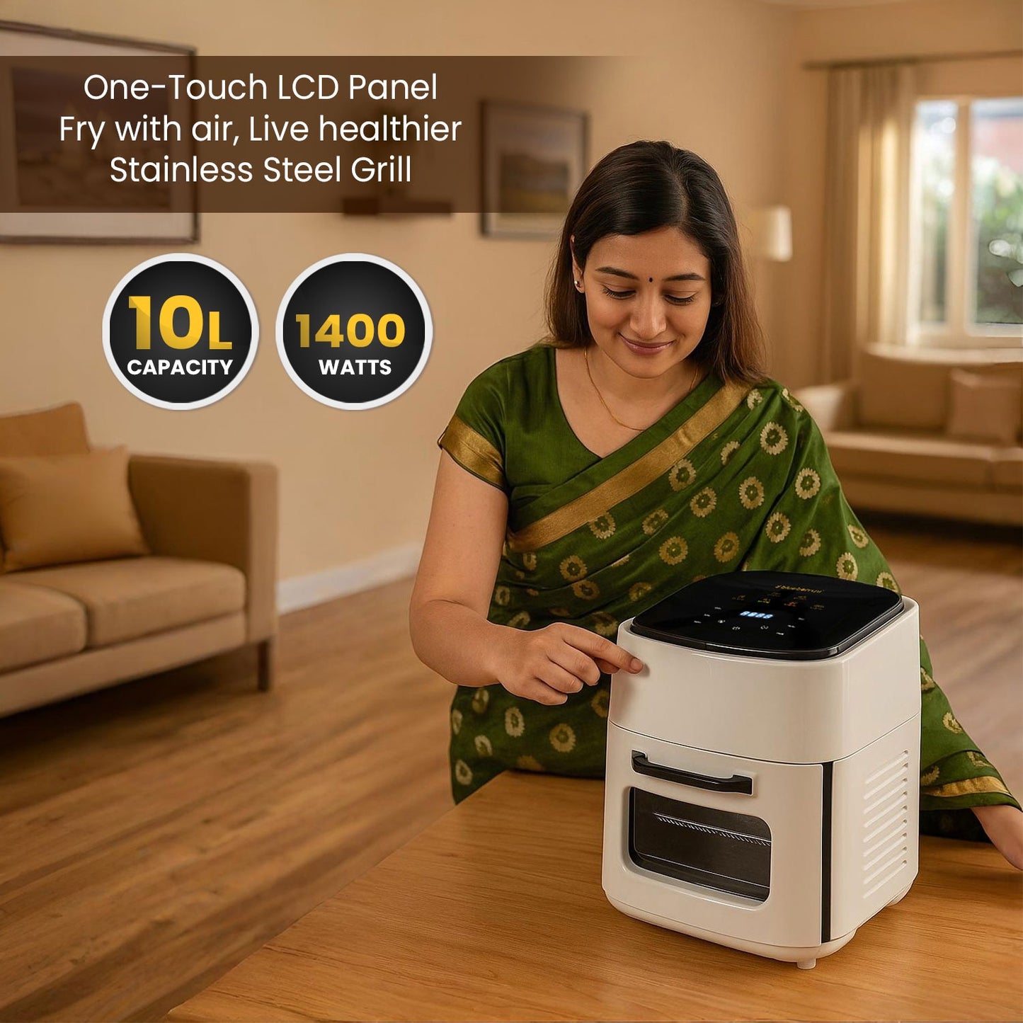 Blueberry's 10-Liter 1400-Watts Multi-Purpose Digital Air Fryer