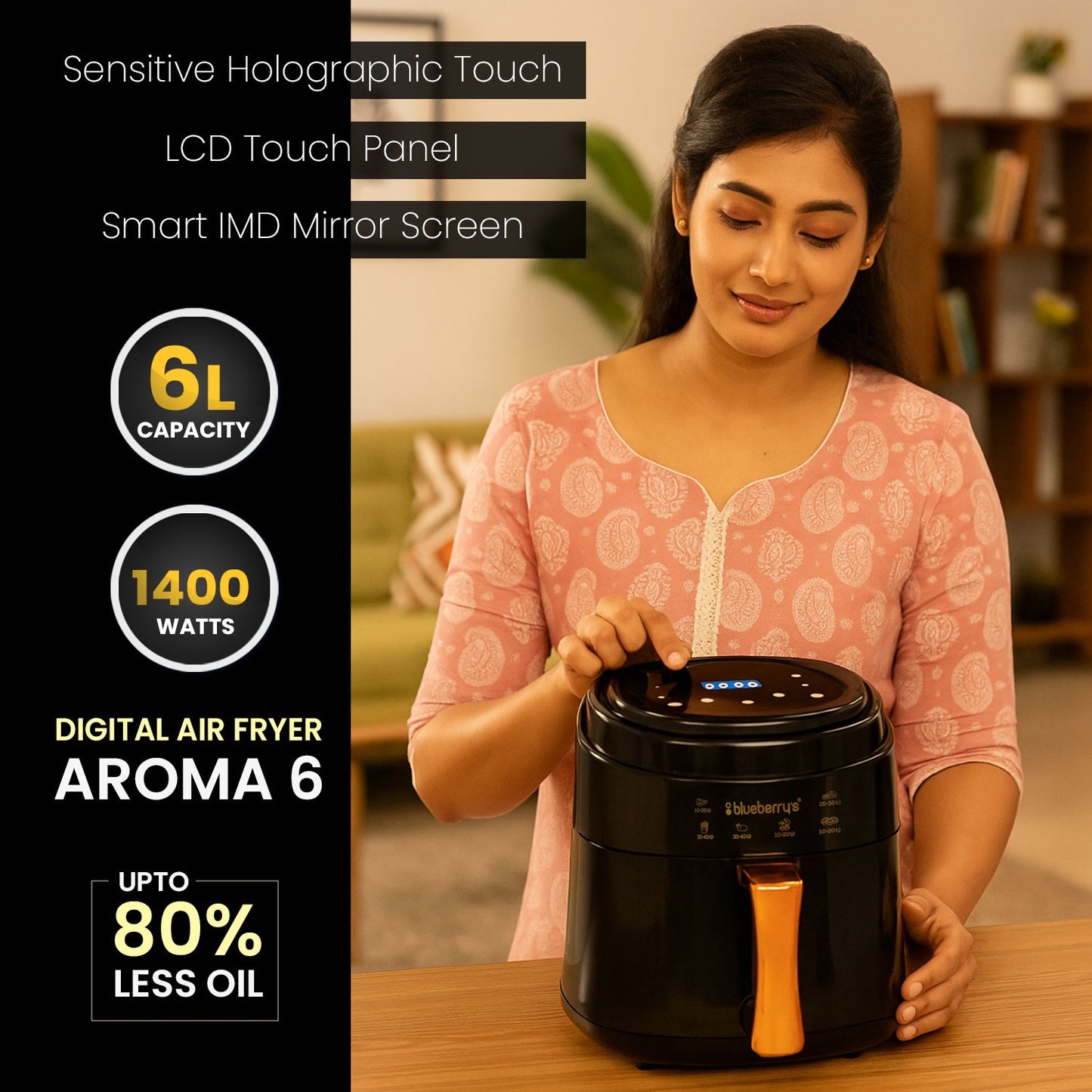 Blueberry's 6-Liter 1400-Watts Digital Air Fryer