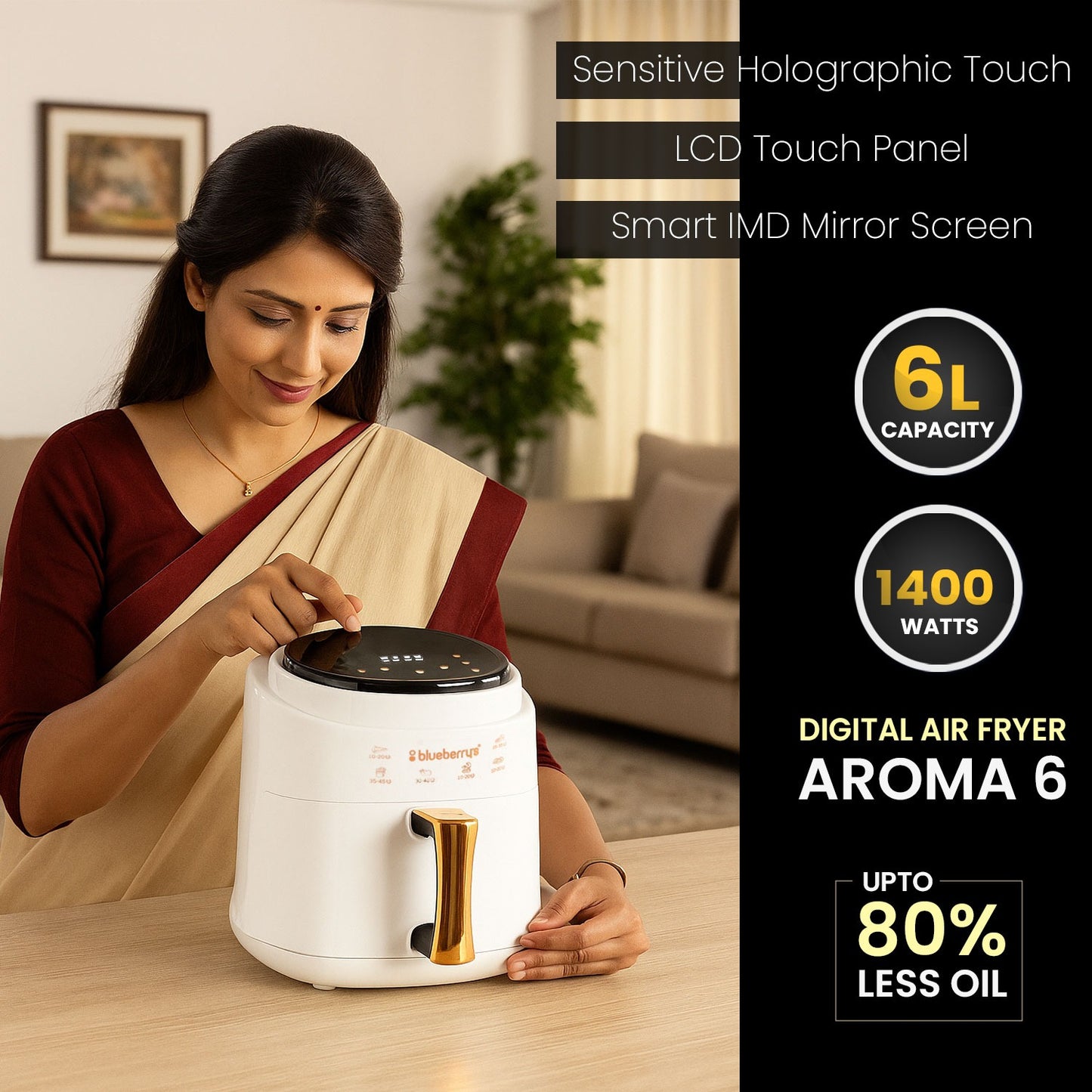 Blueberry's 6-Liter 1400-Watts Digital Air Fryer