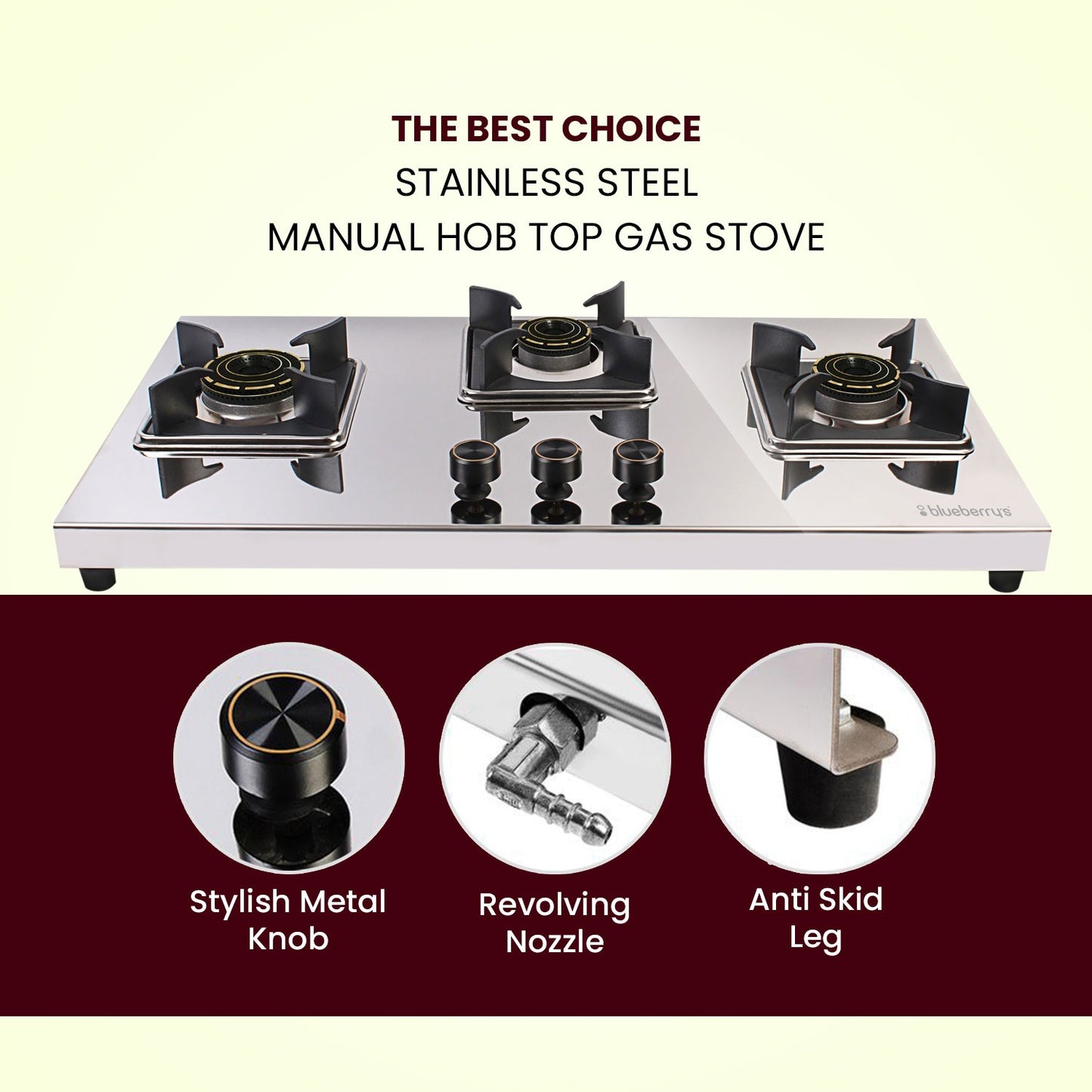 Blueberry's AGNI PRO Stainless Steel Top Hob Gas Stove