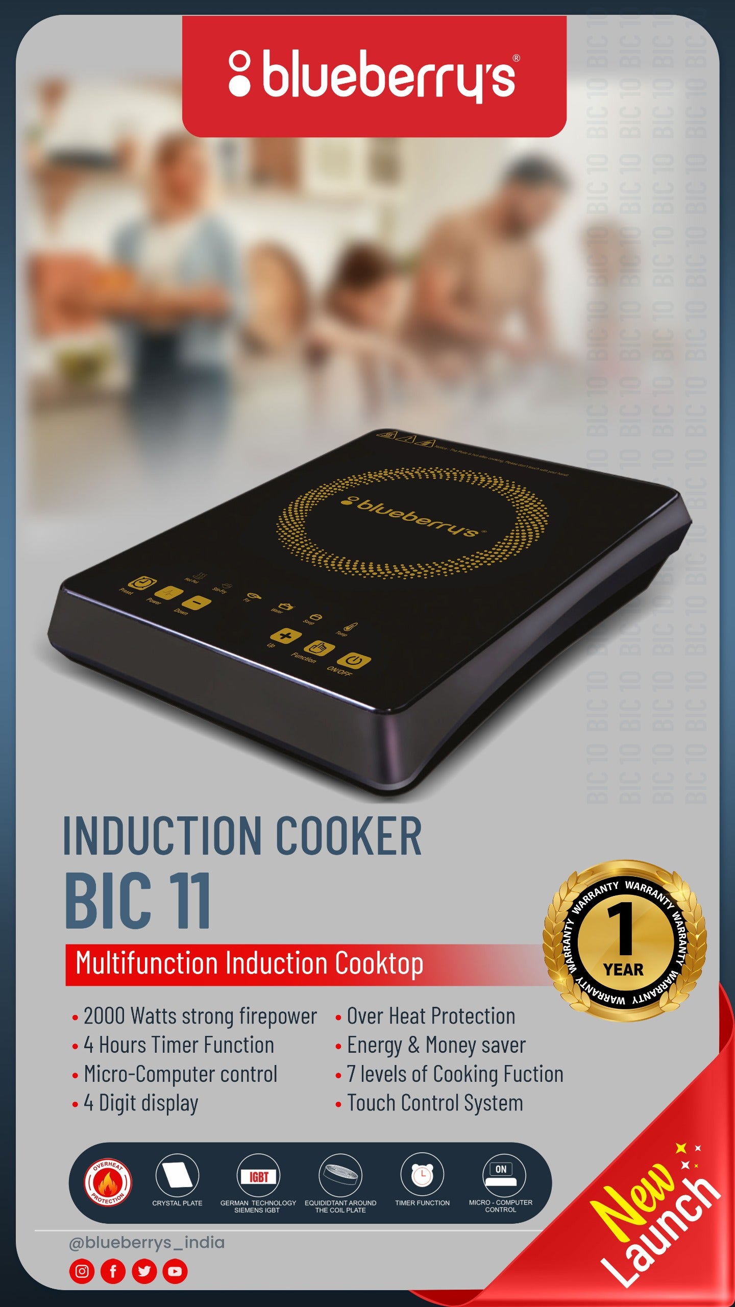 Blueberry's 2000-Watts Induction Cooker