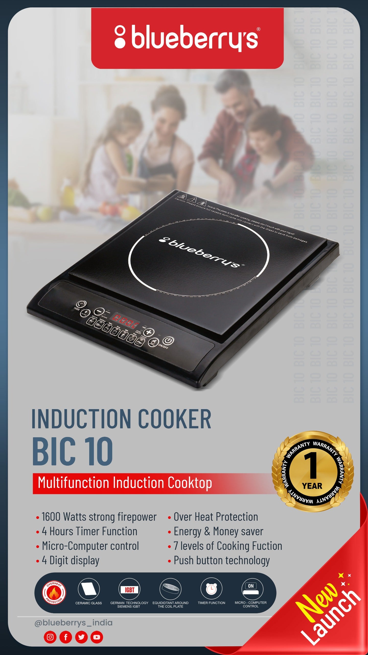 Blueberry's 1600-Watts Induction Cooker