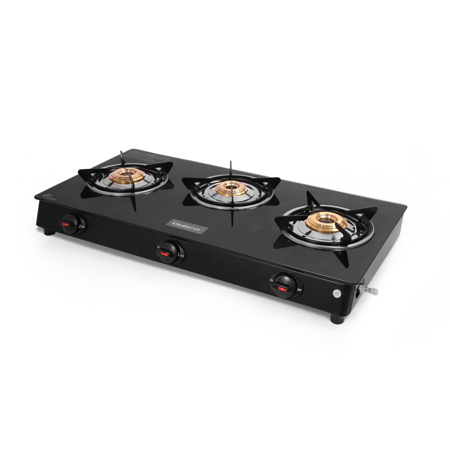 Buy Blueberry's 3 Burner Premium Glass Top Gas Stove Online at Best Price