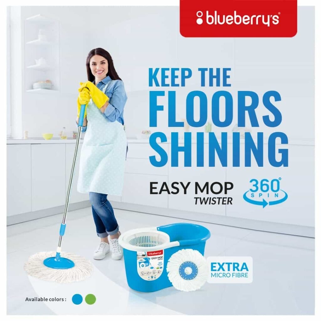 easy floor mop with plastic drum